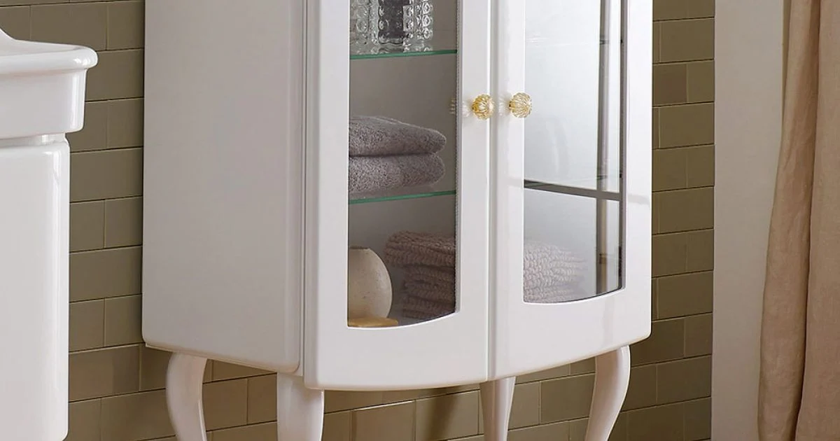 Vetrina per il Bagno Monocolore con 2 Ante e Ripiani in Vetro - Candy