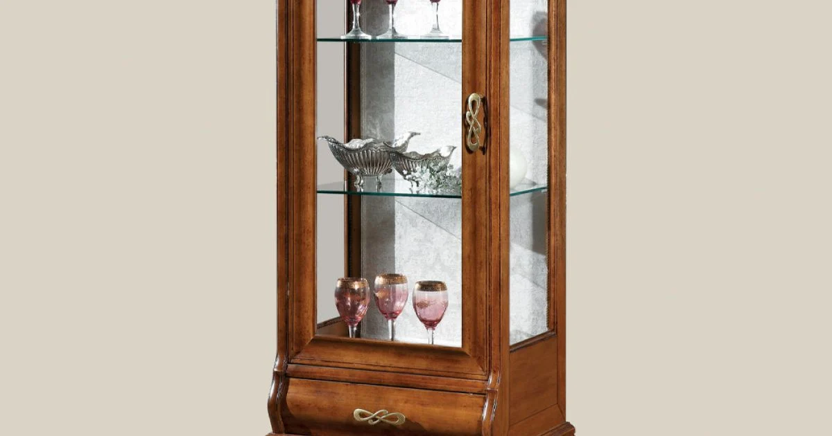 Vetrina Soggiorno di Lusso in Legno Noce Classica Made in Italy - Hastings
