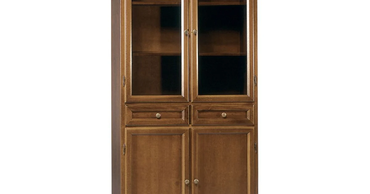 Vetrinetta con 2 Cassetti, 2 Ante in Legno e 2 Ante in Vetro Made in Italy - Camene