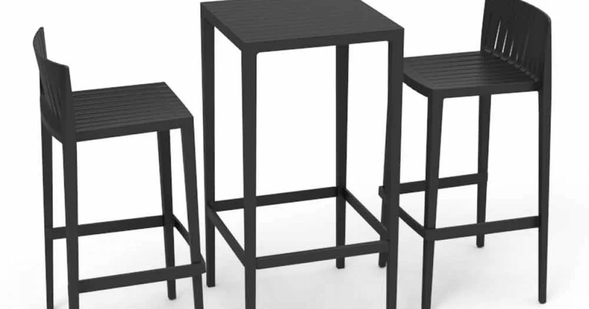 Vondom Spritz set mobili da giardino tavolo e due sgabelli neri