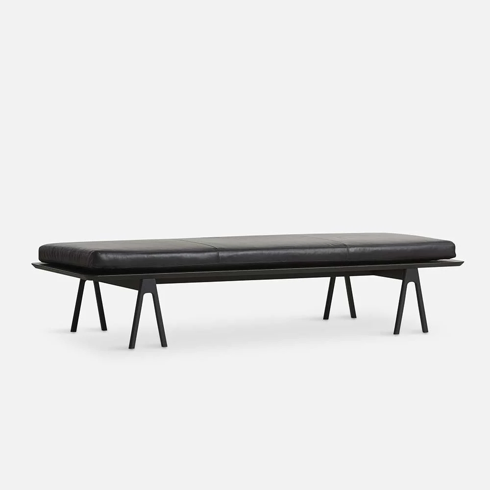 Daybed Level rovere nero e pelle nera