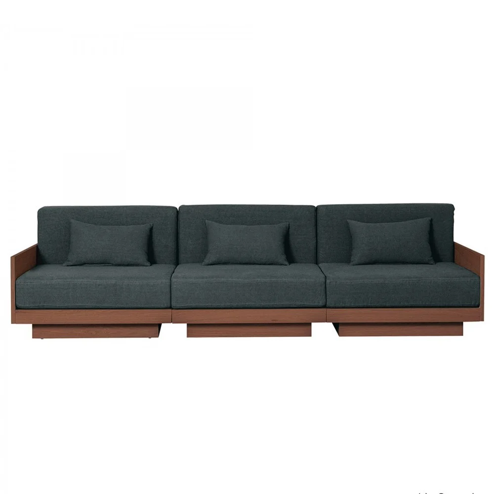 Divano elegante Georges a 3 posti in finitura noce - lino d'anatra