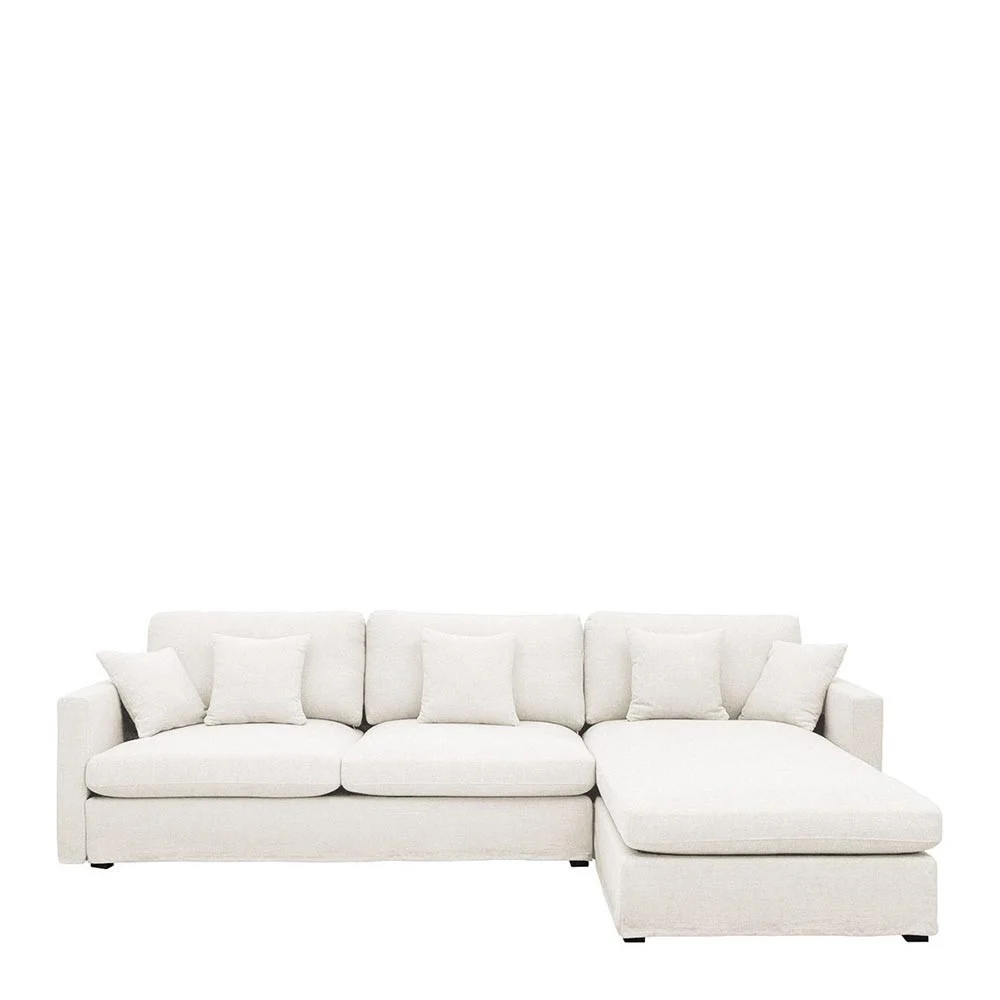 Divano letto reversibile ANGIE in lino - Bianco