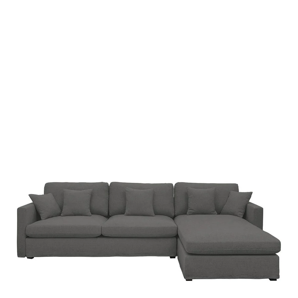 Divano letto reversibile ANGIE in lino - Grigio scuro