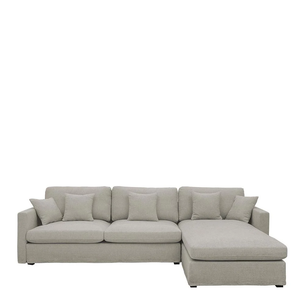 Divano letto reversibile ANGIE in misto lino - Grigio chiaro