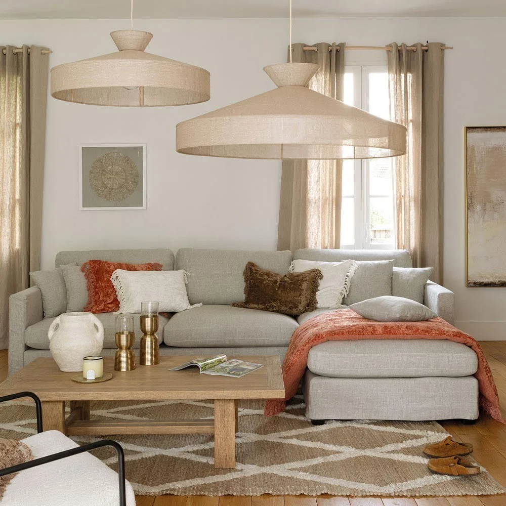 Divano letto reversibile ANGIE in misto lino - Naturale