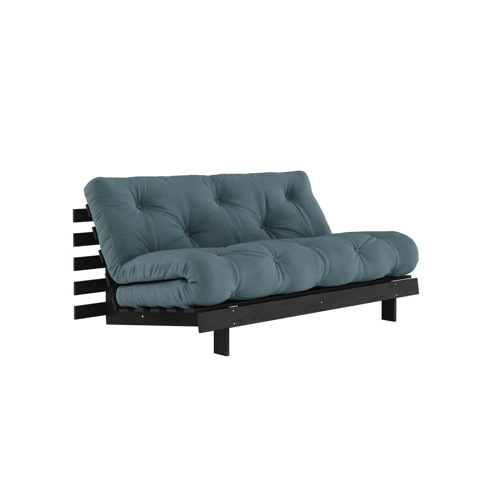 Divano letto Roots 160 nero - 757 blu petrolio