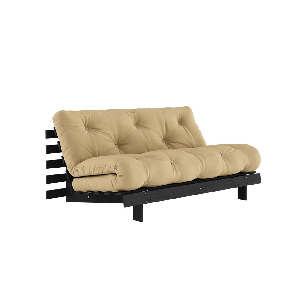 Divano letto Roots 160 nero - 758 beige grano