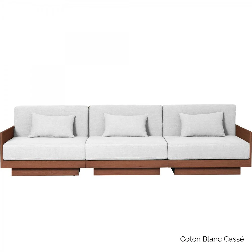 Elegante divano Georges a 3 posti in finitura noce - cotone bianco sporco