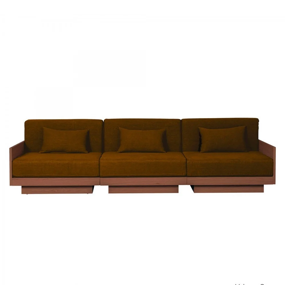Elegante divano Georges a 3 posti in finitura noce - velluto ocra