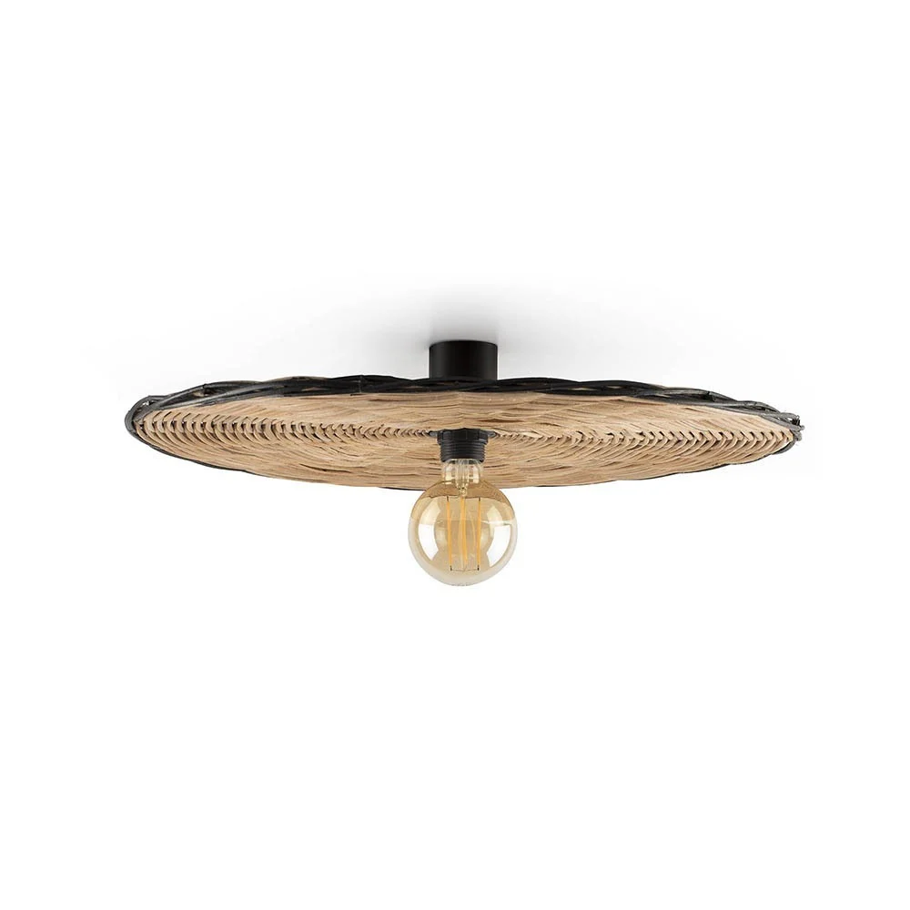 Faro Barcelona Costa lampada da parete o plafoniera con paralume in rattan