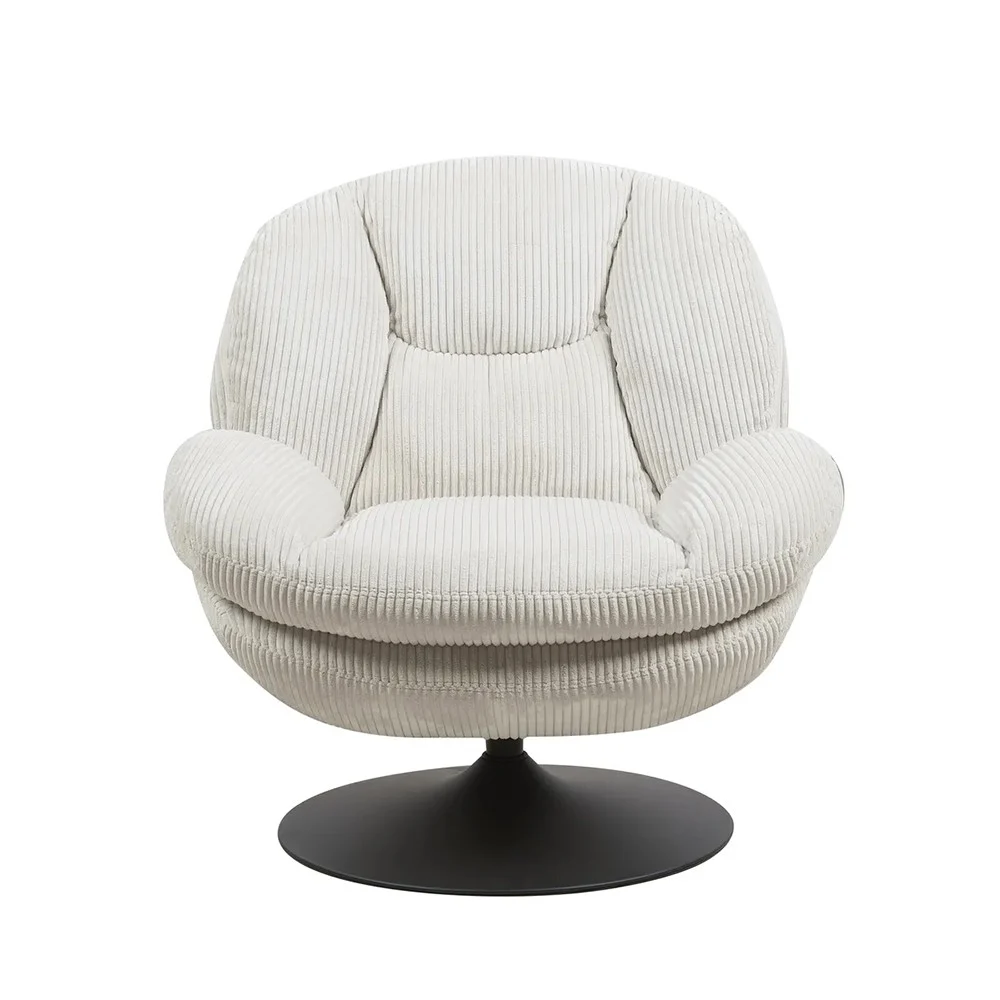 Fauteuil TOPI velours côtelé blanc