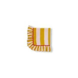 GALA TOVAGLIOLO A RIGHE CON VOLANT 45 X 45 CM ROSA E SENAPE