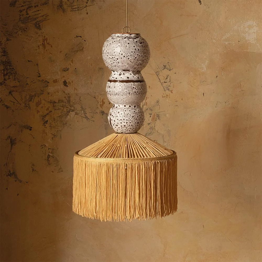 Henriette lampada a sospensione Parasol Raphia Franges
