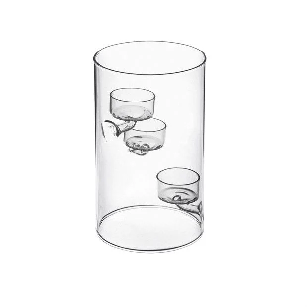A.L.E Import Cilindro Porta T-Light Vetro H 200 Mm D 120 Mm