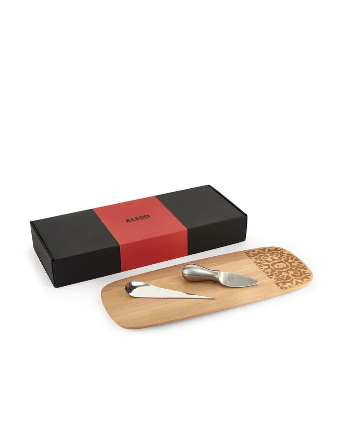 Alessi Set Alessi & Cheese Tagliere, Coltello e Punteruolo con Scatola Regalo