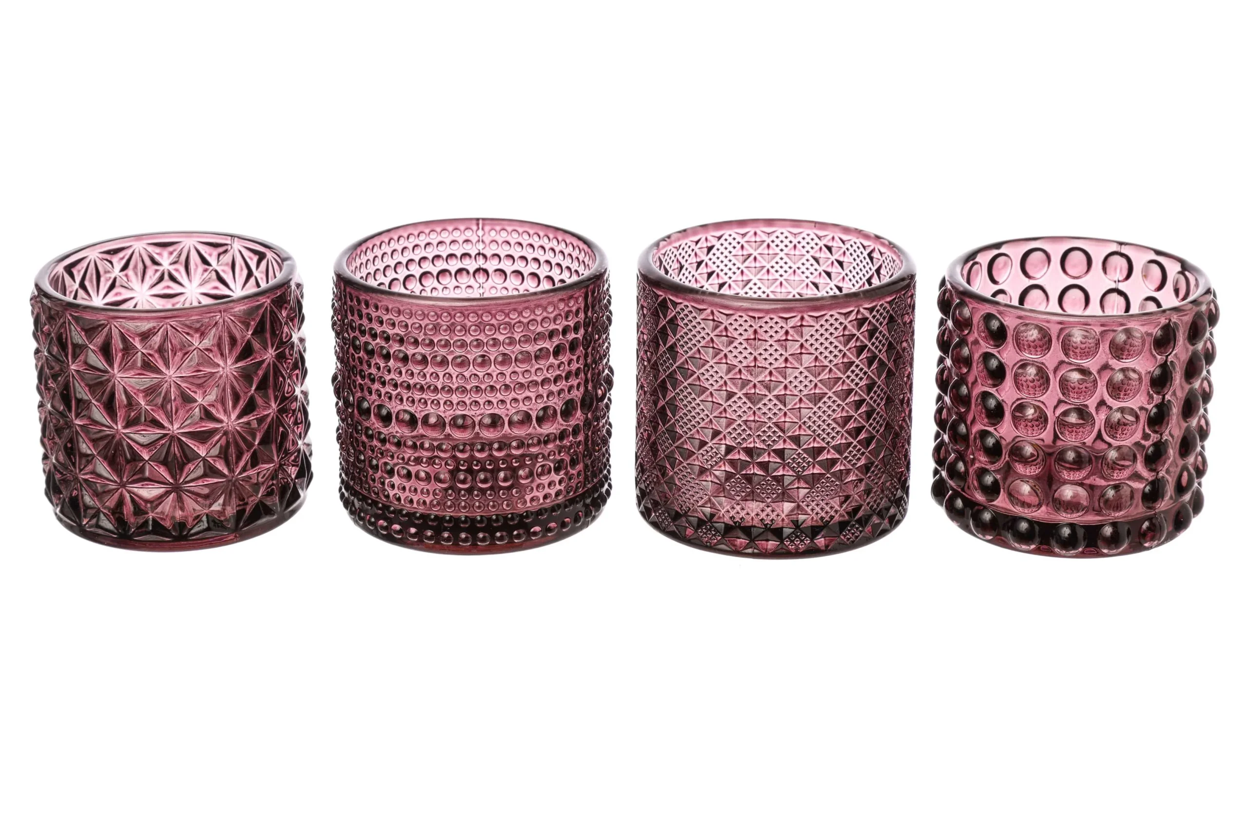 ARPIMEX Vasetti Vetro Portacandele D 7 Cm H 6,8 Cm Rosa Mix 4 Pz