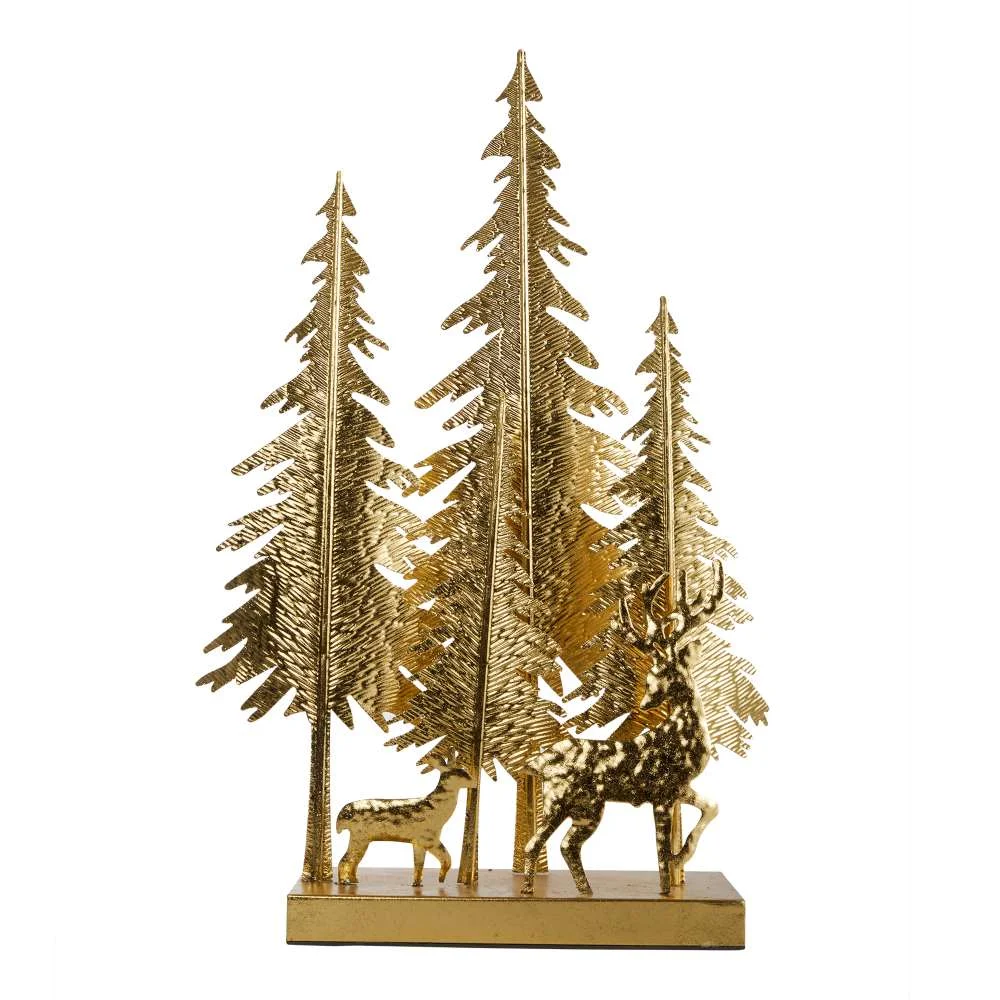 ARPIMEX Portacandela con Alberelli Natale 41 x 14 x 63 Cm Metallo Oro