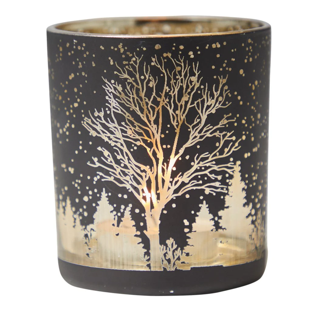 ARPIMEX Portacandela di Natale Decoro Alberello D 7 Cm H 8 Cm Gold Black
