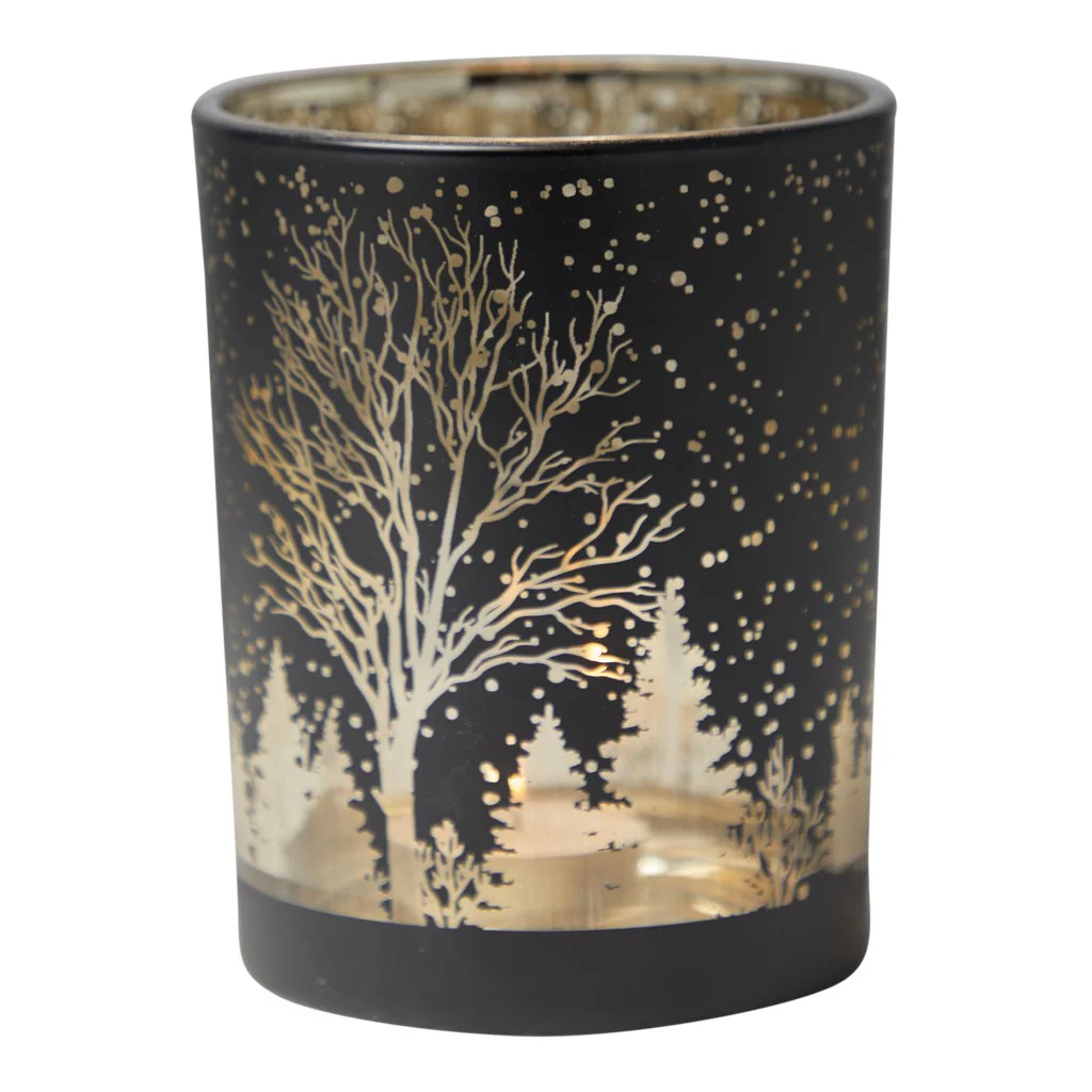 ARPIMEX Portacandela di Natale Decoro Alberello D10 Cm H 12,5 Cm Gold Black