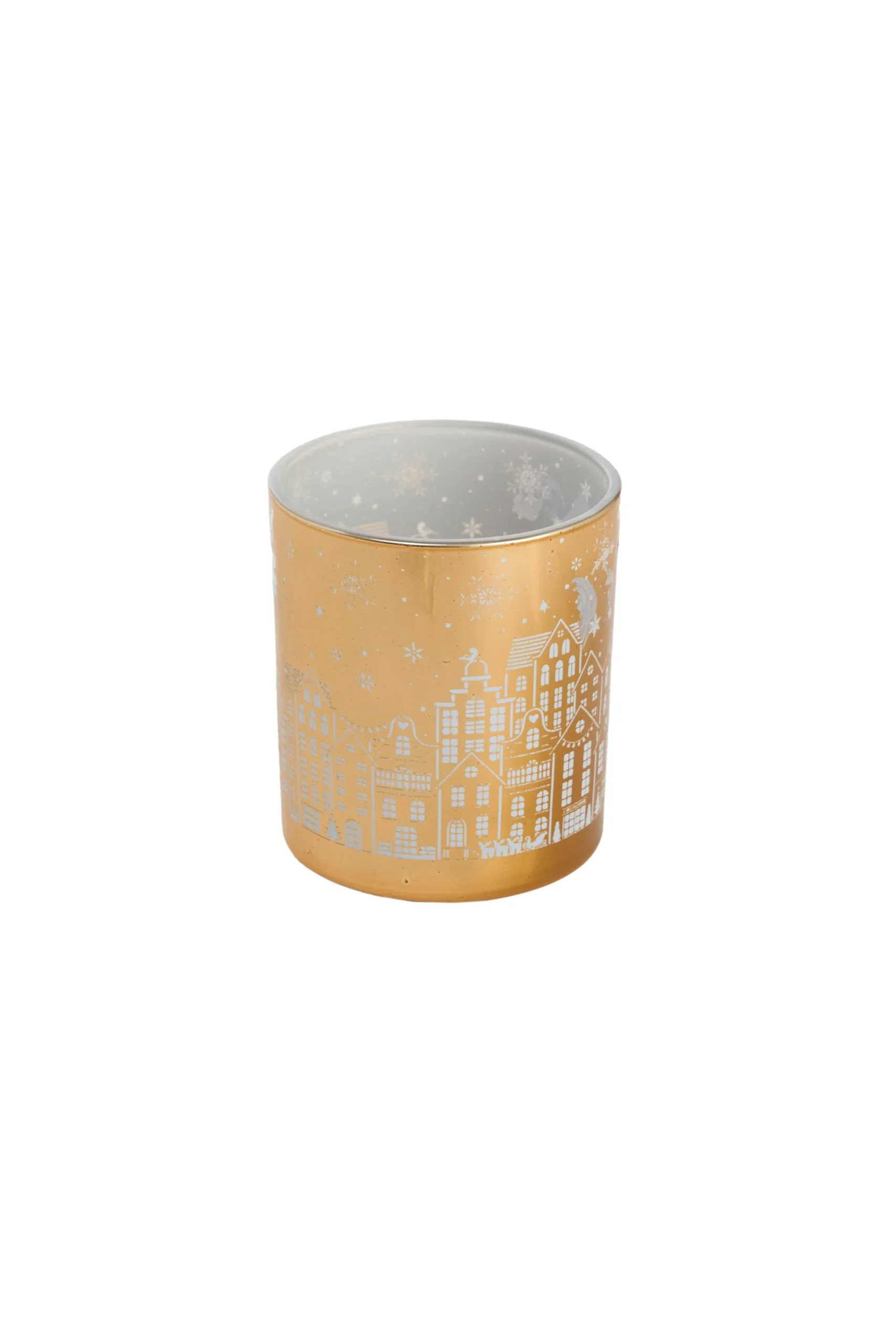 ARPIMEX Portacandela di Natale Decoro Paesaggio D 7 Cm H 8 Cm Gold