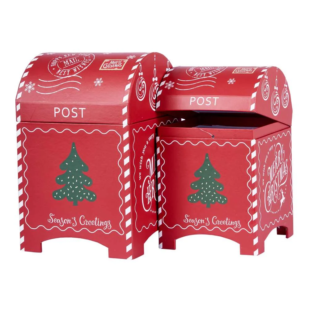 ARPIMEX Set 2 Scatole Casetta Posta Natale 13 x 13,5 x 21 Cm Rosso