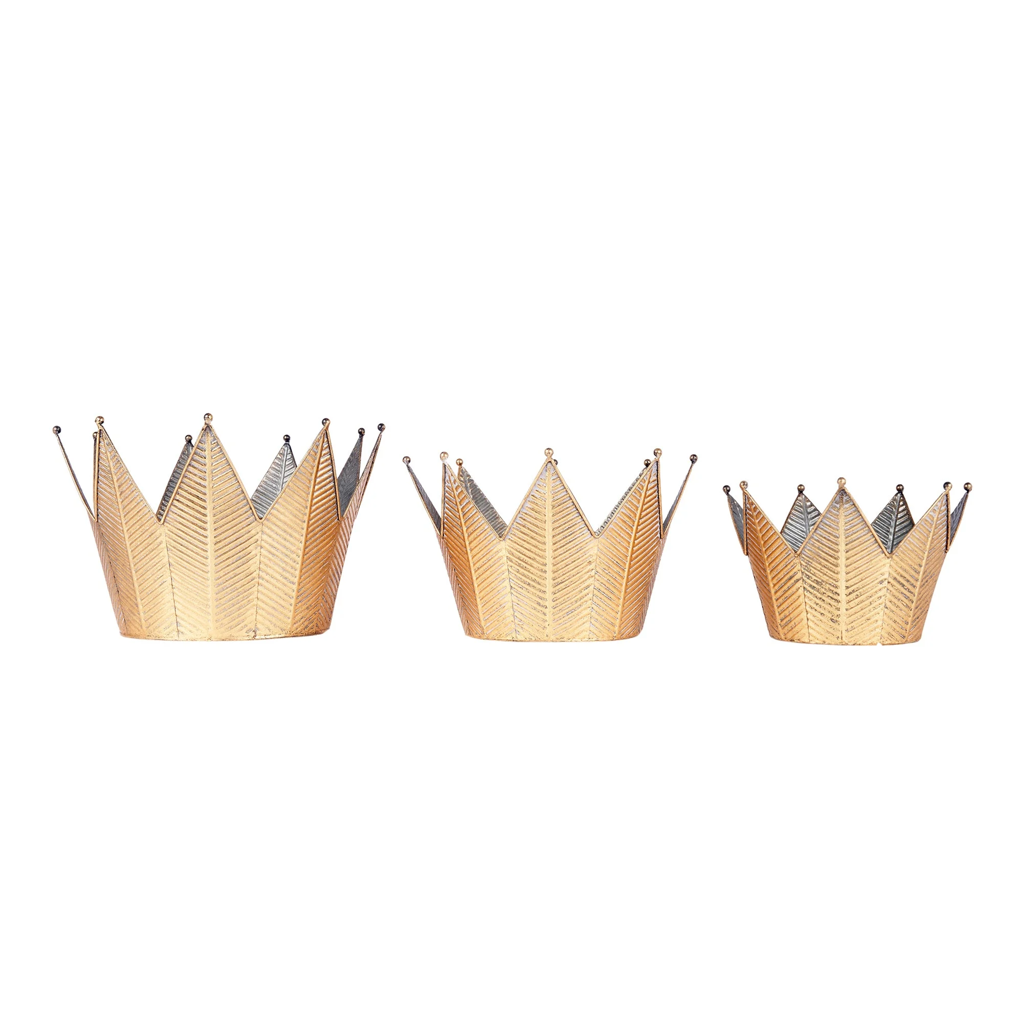 ARPIMEX Set 3 Cesti Corona Natale 31 x 20,5 Cm Metallo Gold