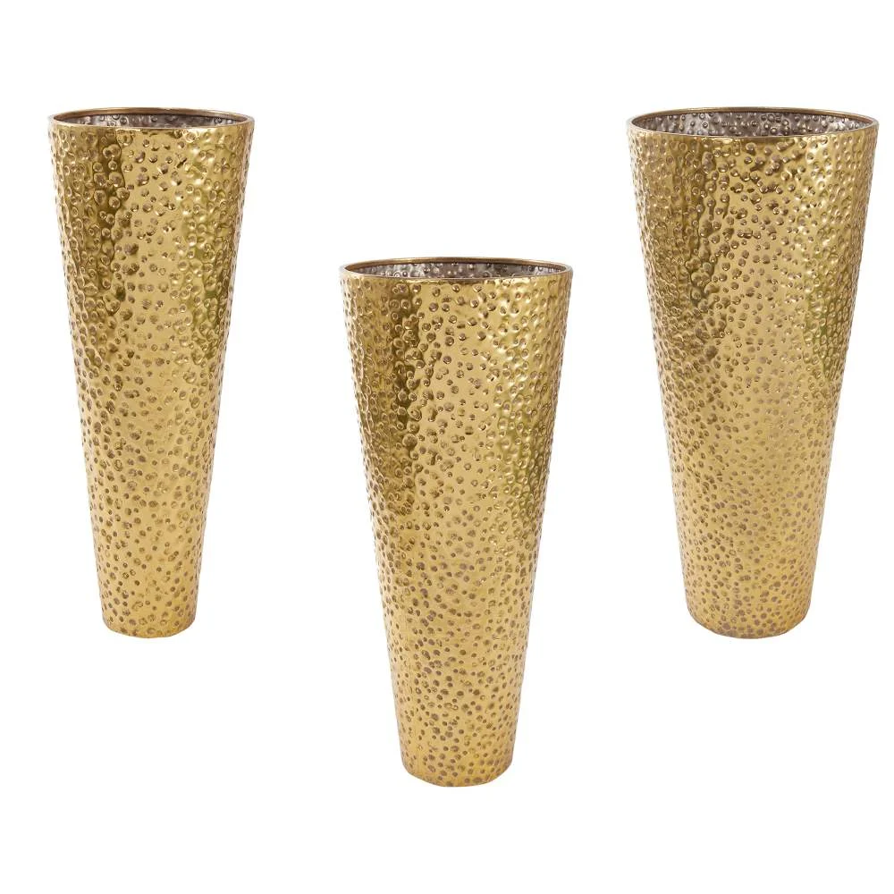 ARPIMEX Set 3 Vasi Natale 45 x 45 x 100 Cm Metallo Oro