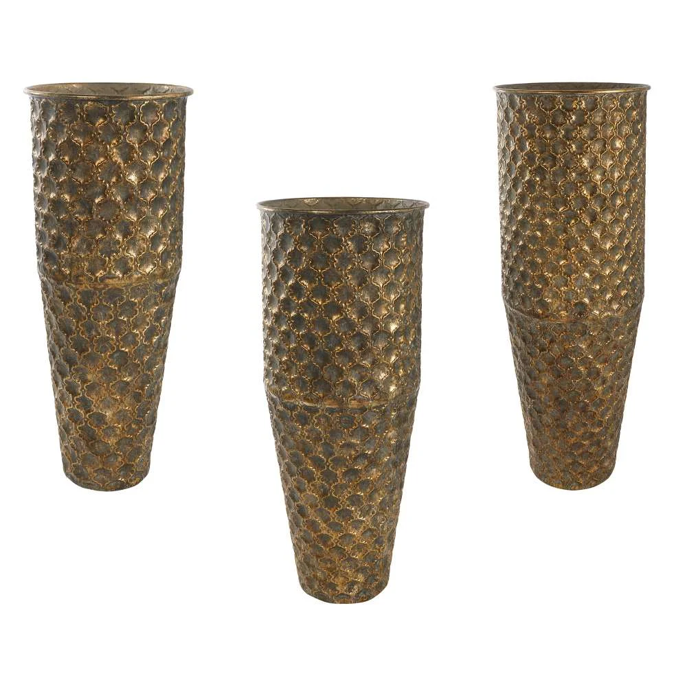 ARPIMEX Set 3 Vasi Natale 49 x 49 x 134 Cm Metallo Oro
