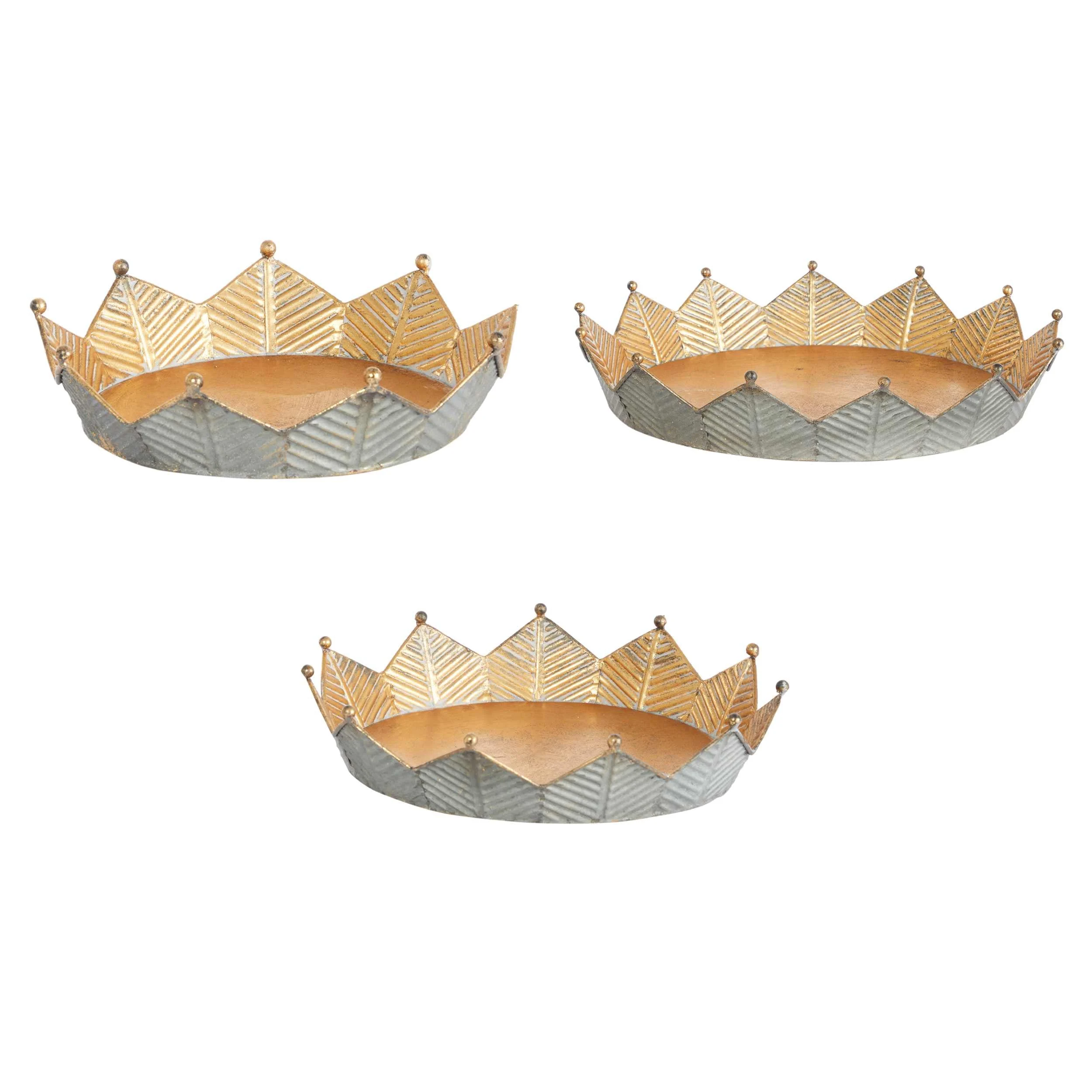 ARPIMEX Set 3 Vassoi Corona Natale M.G. 36,5 x 6,5 Cm Metallo Gold