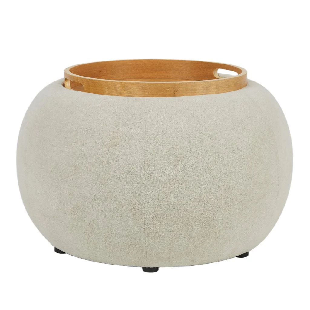 ARPIMEX Tavolino Tondo 50 x 50 x 35 Cm con Vassoio Beige