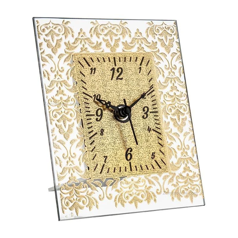 Atelier Sveglia in Vetro 6 x 9 Cm Gold con Foglia Damasco