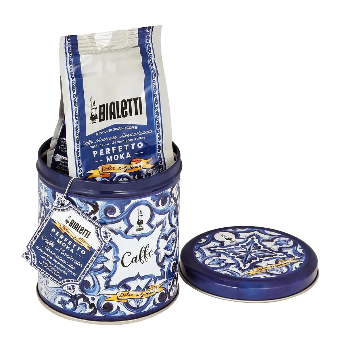 Bialetti Dolce e Gabbana Caffè Macinato Autentico con Latta 200 Gr Blu Mediterraneo