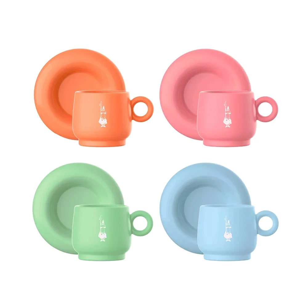 Bialetti Set 4 Tazzine Caffè Multicolor