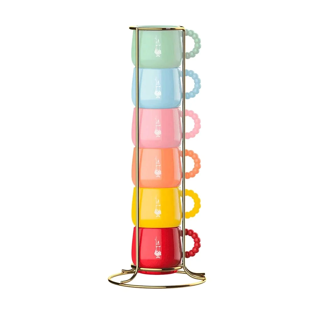 Bialetti Set 6 Tazzine Impilabili Multicolor