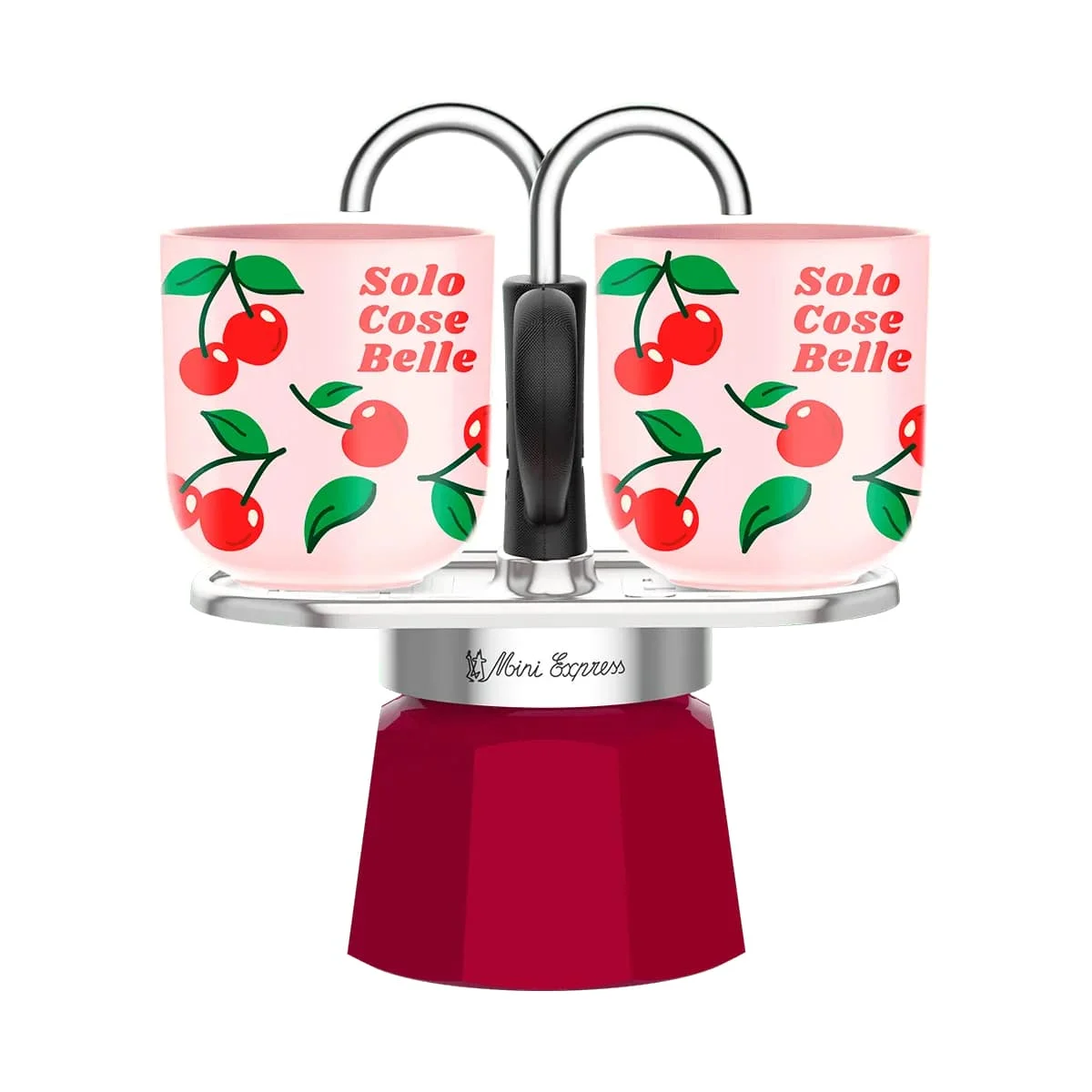 Bialetti Set Mini Moka Express con 2 Tazzine Ciliegie