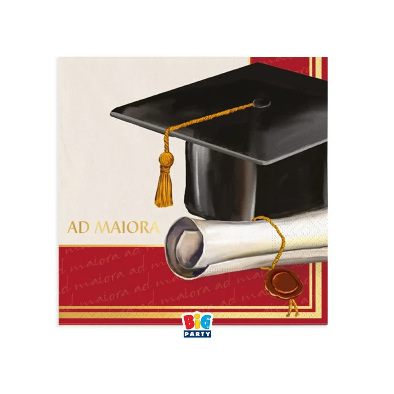 Big Party Tovaglioli Carta Laurea ad Maiora 25 x 25 Cm Cf 16 Pz Rosso