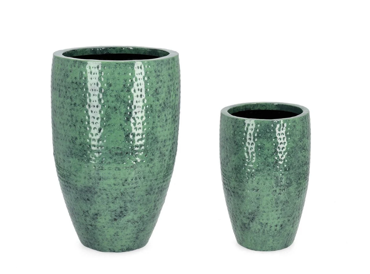 Bizzotto Nirad Set 2 Portavasi Verde Metallo H 48–69 cm