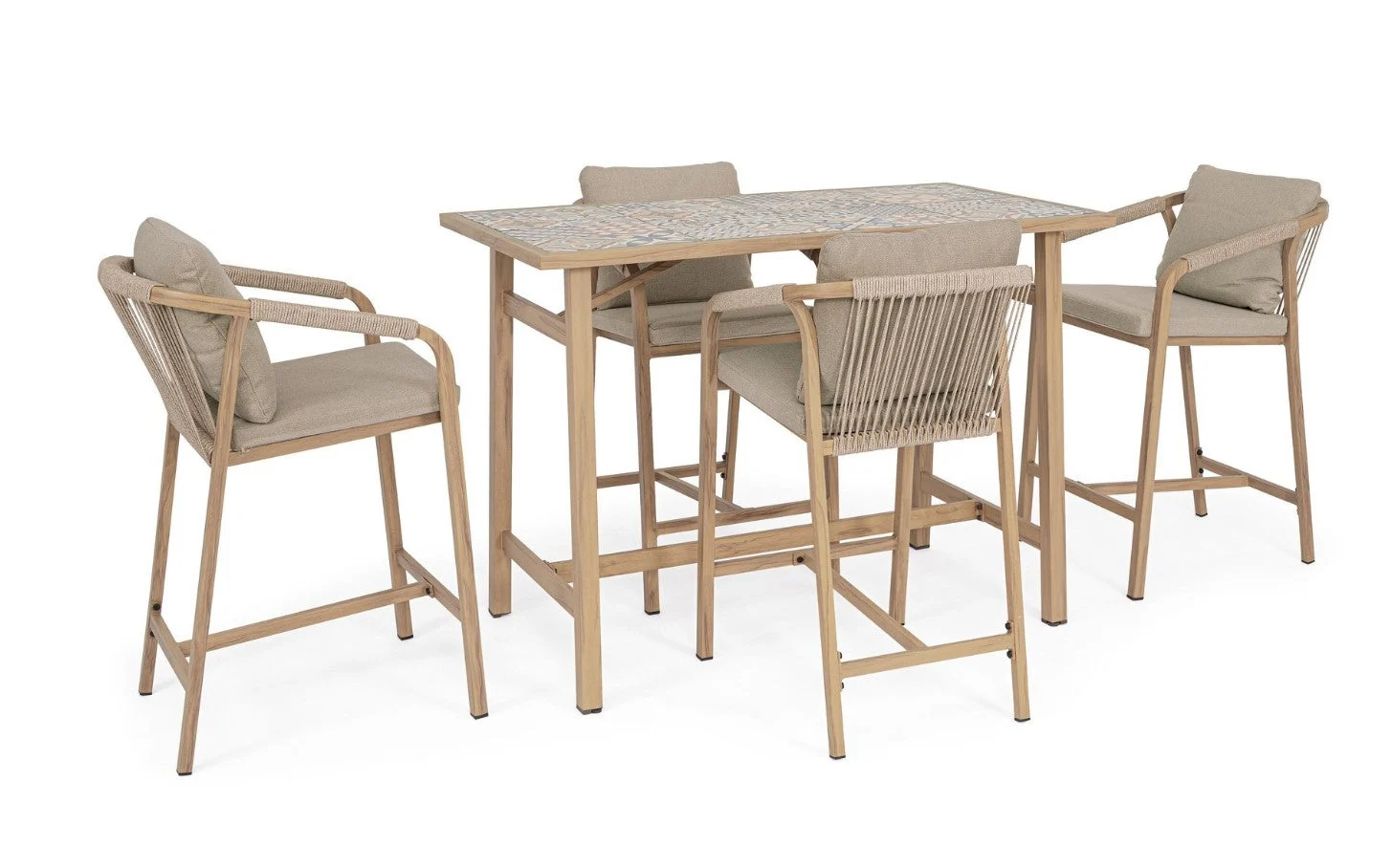 Bizzotto Kalimera Desert Set Bar Corda Alluminio Effetto Legno