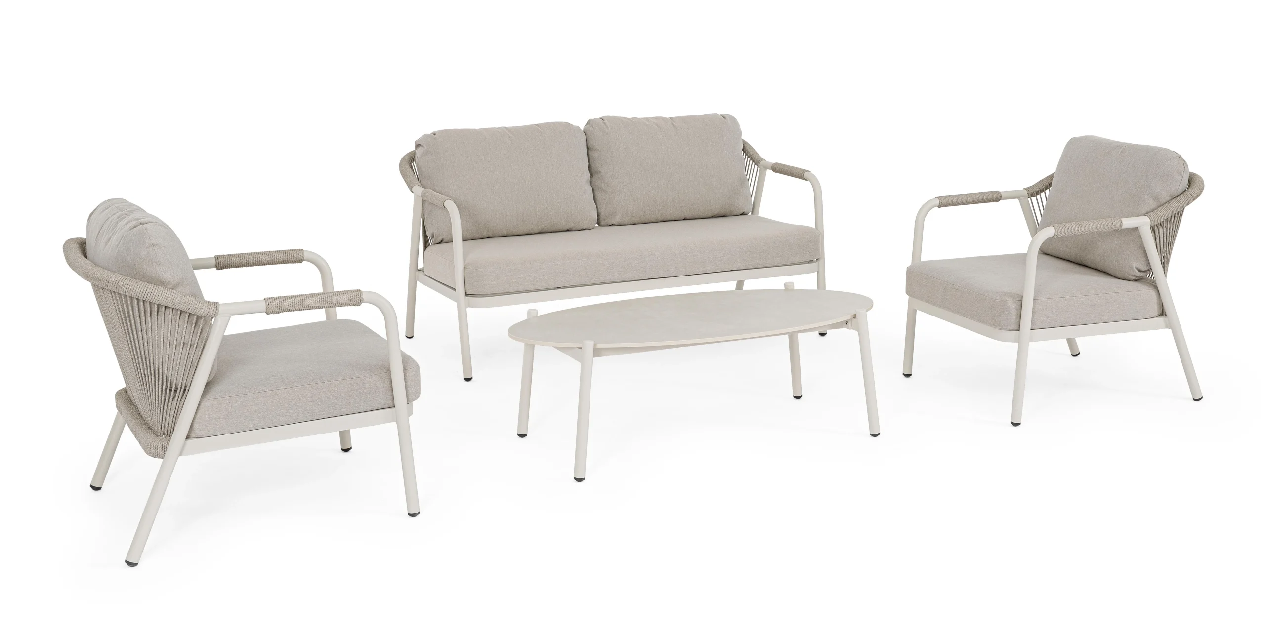 Bizzotto Miravet Wall Set Salotto Alluminio Corda 4 Pezzi