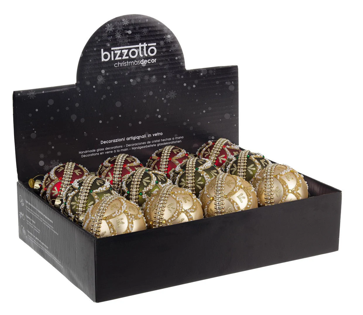 Bizzotto Sfera di Natale Beloved D 80 Mm Ass. Verde Rosso Oro 1 Pz