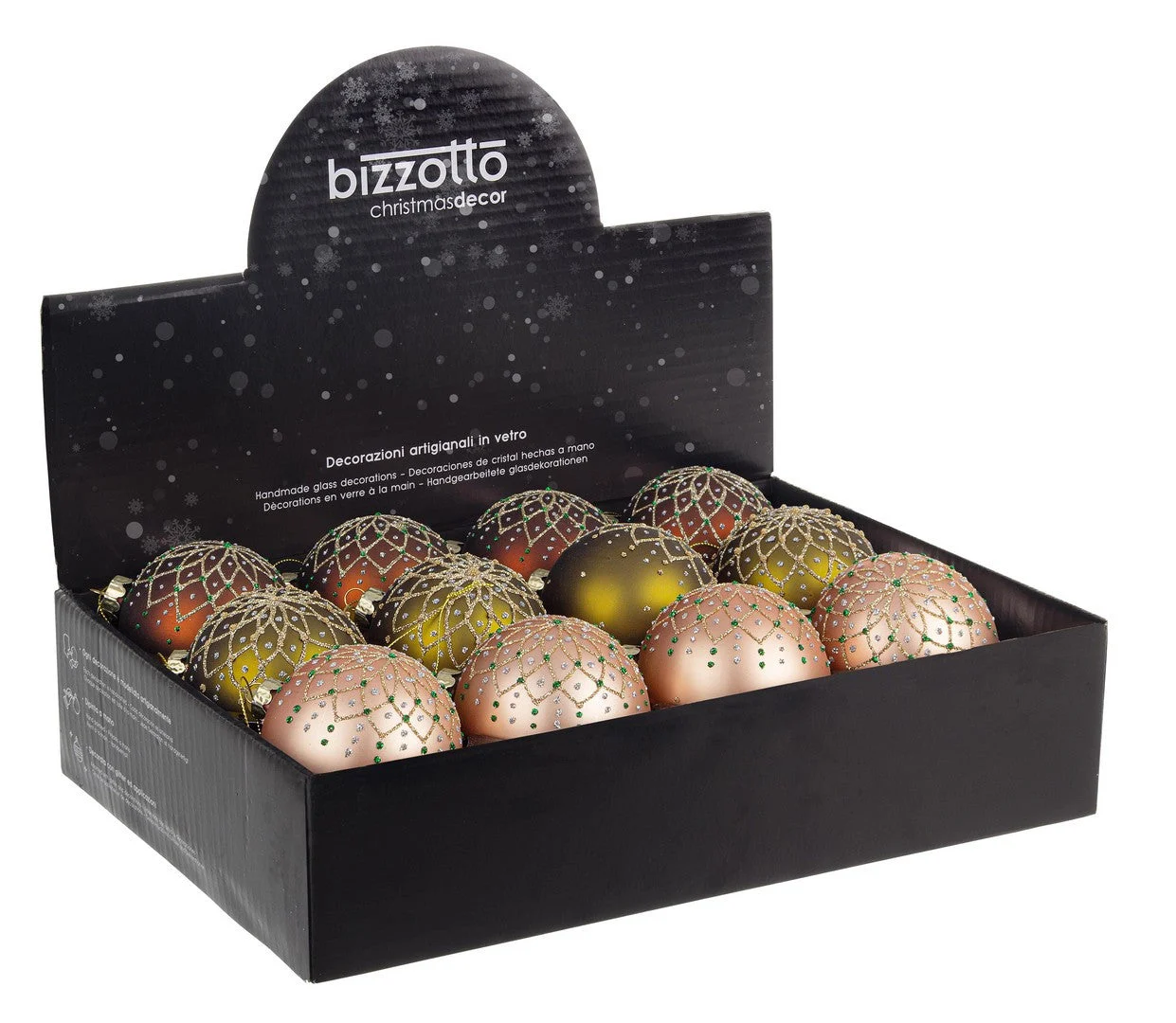 Bizzotto Sfera di Natale Florid D 80 Mm Ass. Verde Rosa Rosso 1 Pz