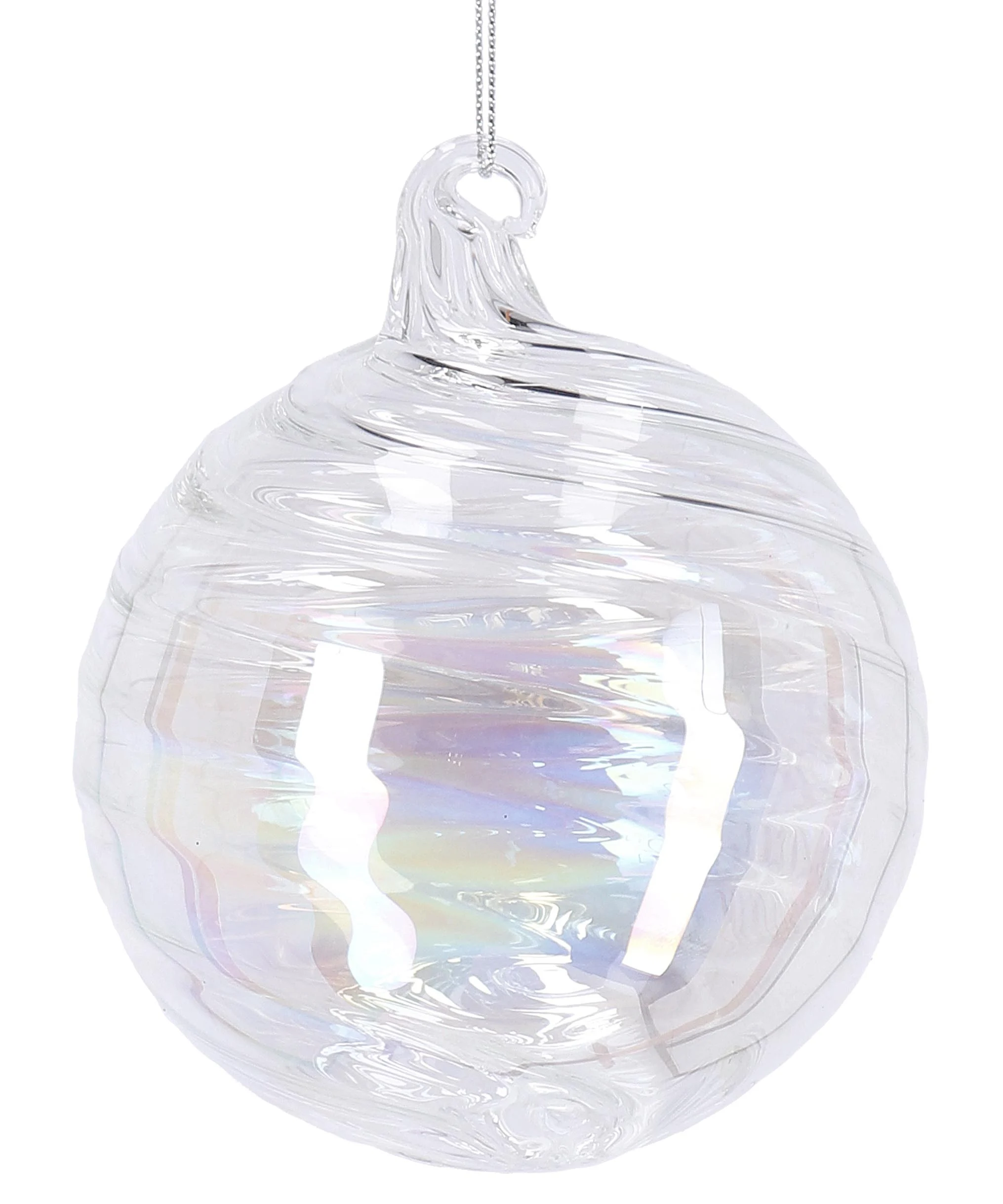 Bizzotto Sfera di Natale Lavorazione a Spirale Iridescente D 100 Mm Vetro