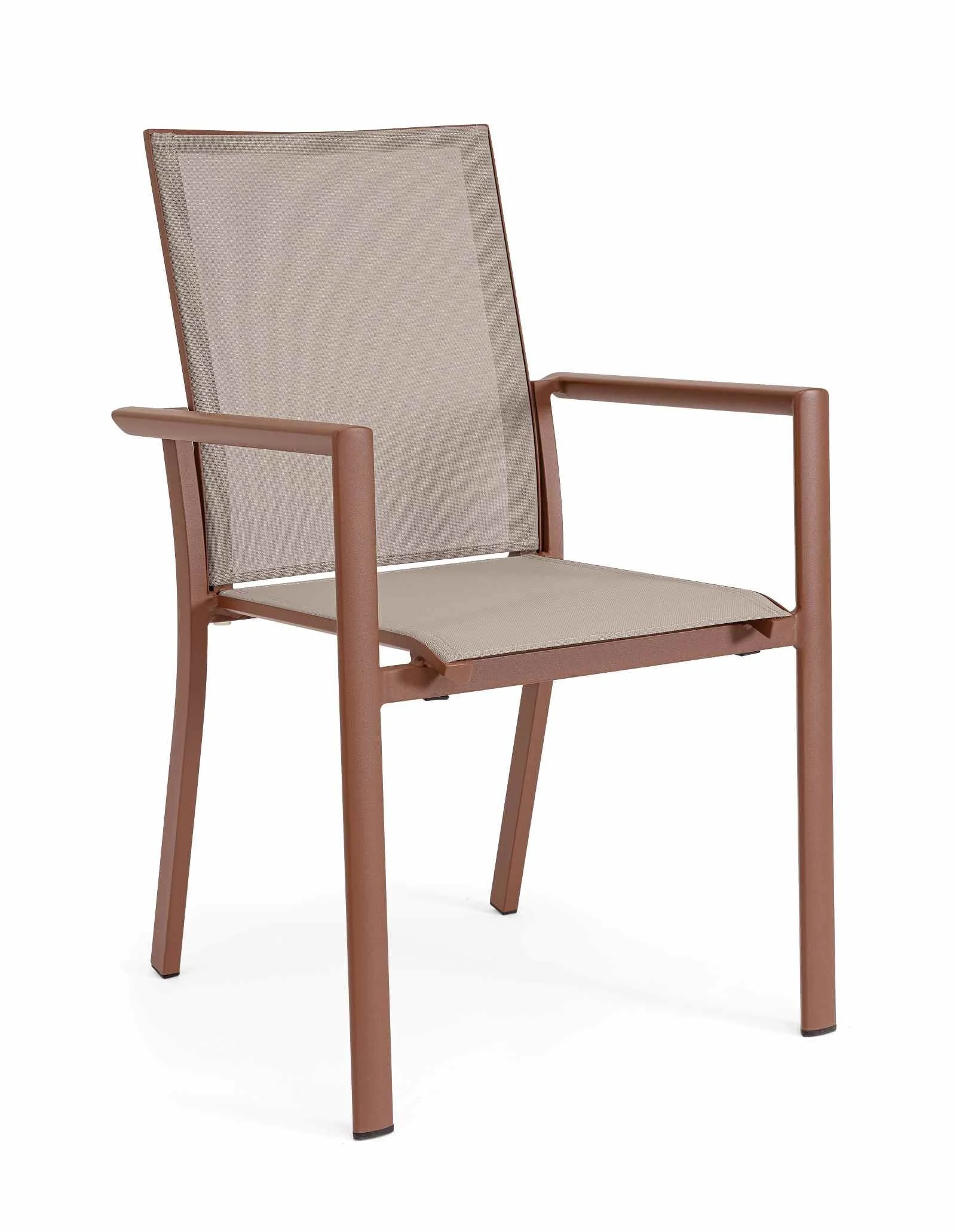 Bizzotto Konnor Sedia con Braccioli Ruggine Alluminio Textilene