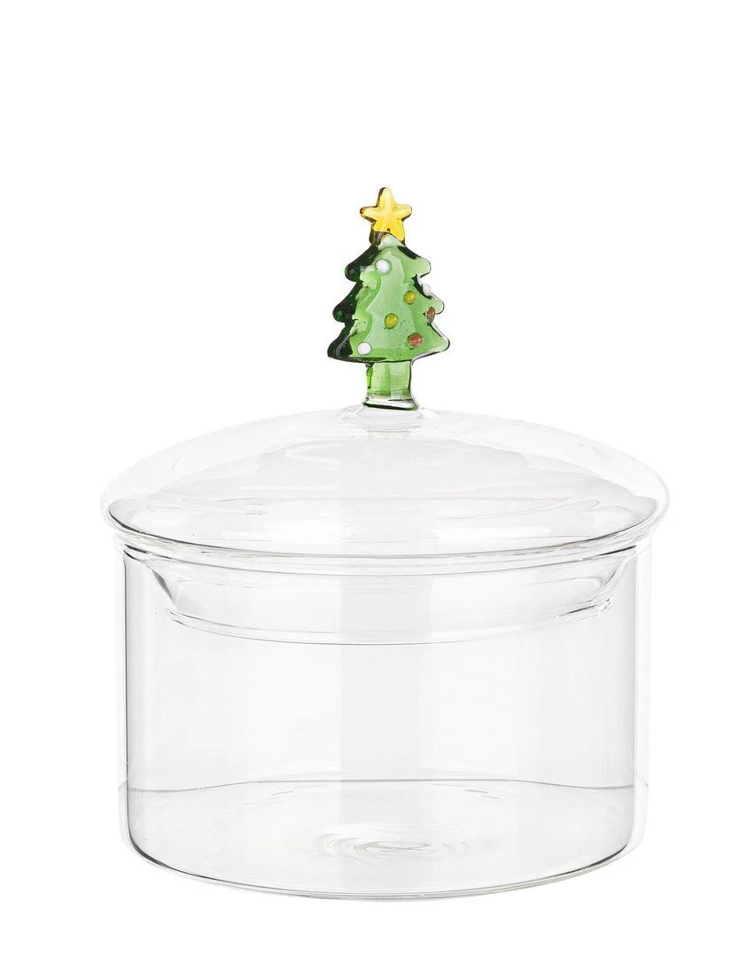 Bizzotto Vaso Natale Astrea con Pino Vetro H 11 Cm D 10 Cm