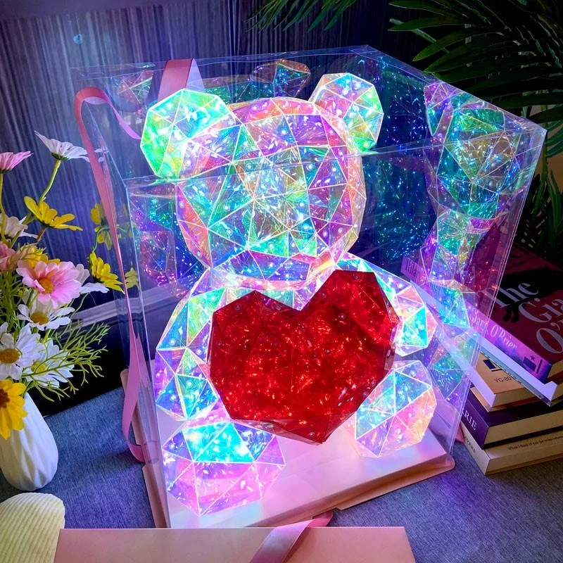 BONTURI CASA HOME DECORATION Teddy Bear Gift Box 33 x 28 x 40 Cm 200 Leds Usb Battery