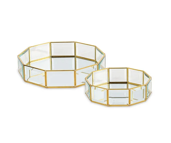 Cupido&Co. Set 2 Vassoi D 205 Mm H 50 Mm D 270 Mm H 65 Mm Specchio Oro