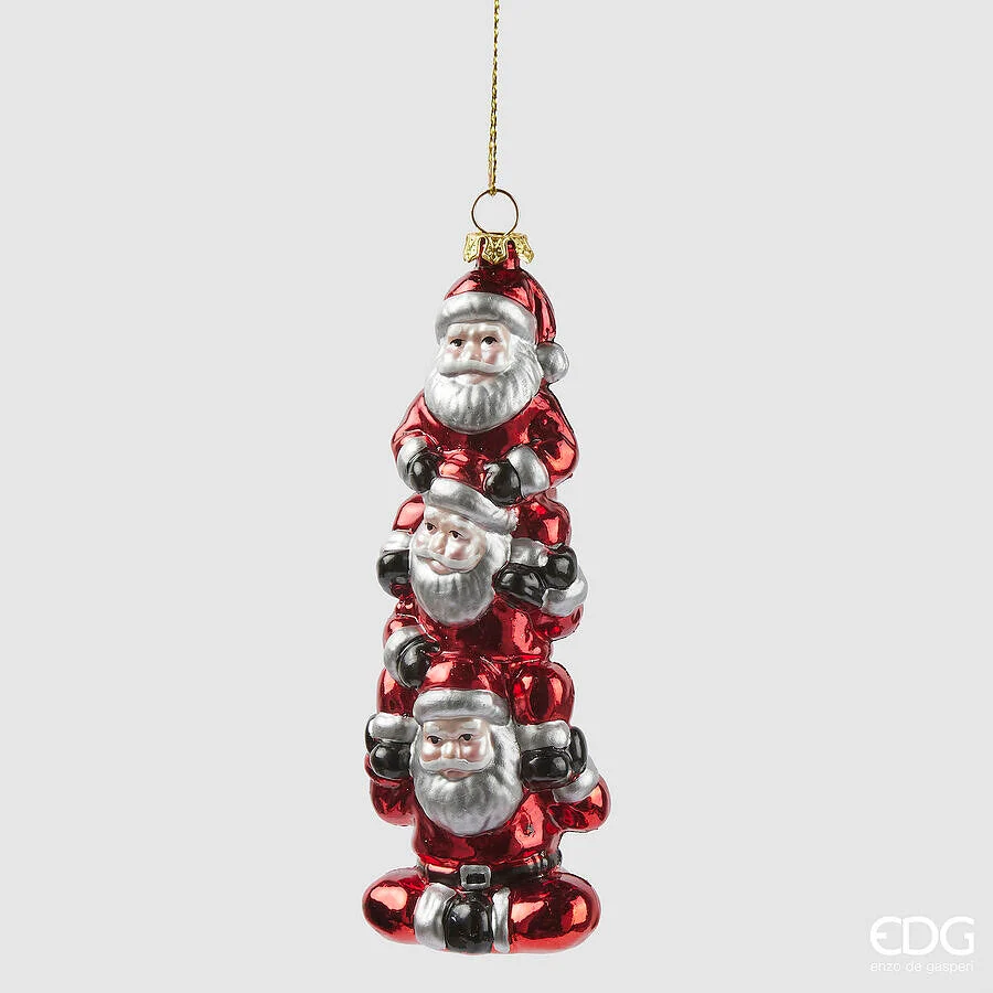 EDG Enzo De Gasperi Addobbo Babbo Natale x3 H 15 Cm 4 x 5,5 Cm White Red 1 Pz