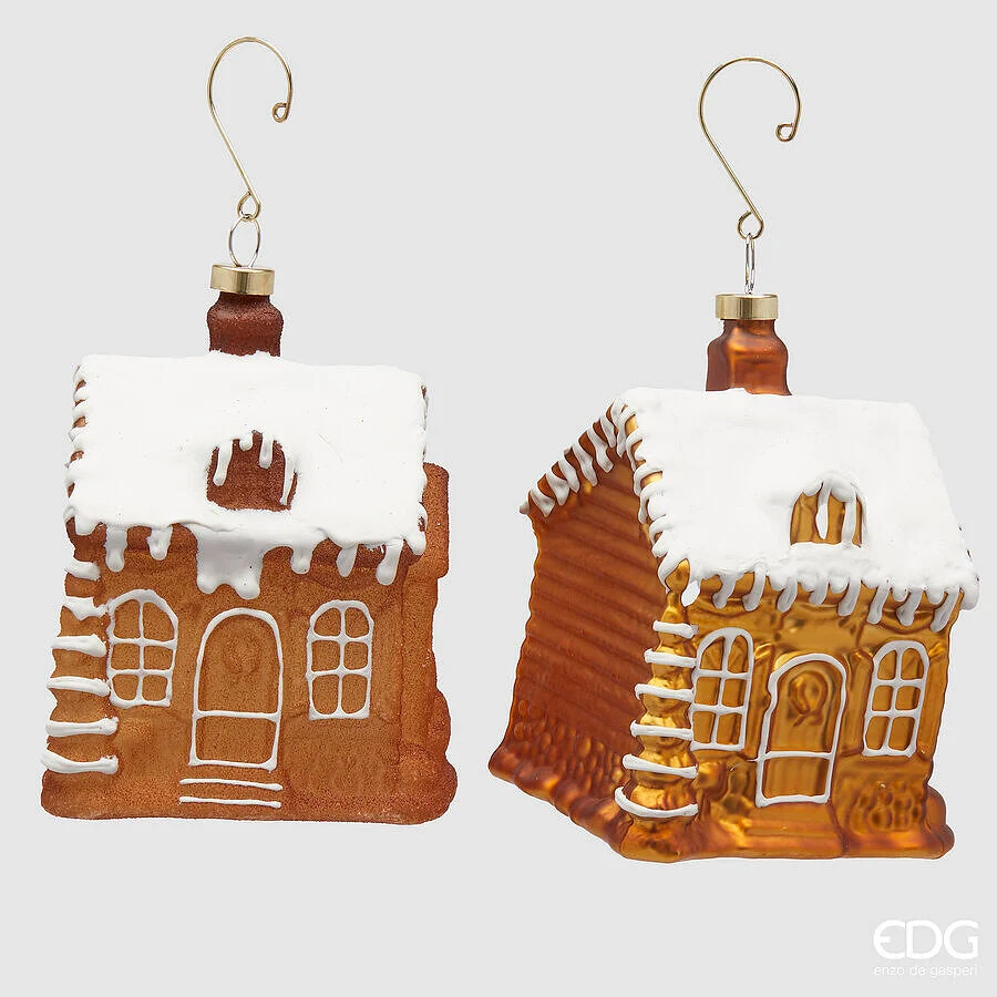 EDG Enzo De Gasperi Addobbo Natale Casetta Marzapane H 12,5 Cm Hazelnut 1 Pz