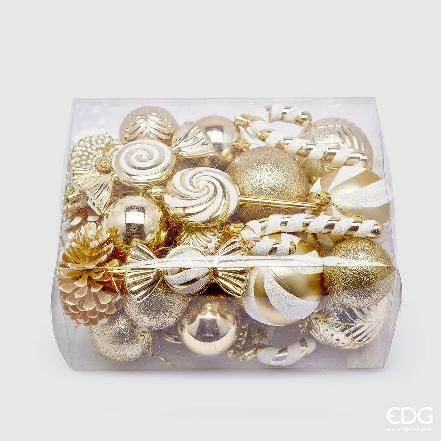 EDG Enzo De Gasperi Addobbo Natale Decomix H 13 Cm D 7,5 Cm Cf 36 Pz Gold